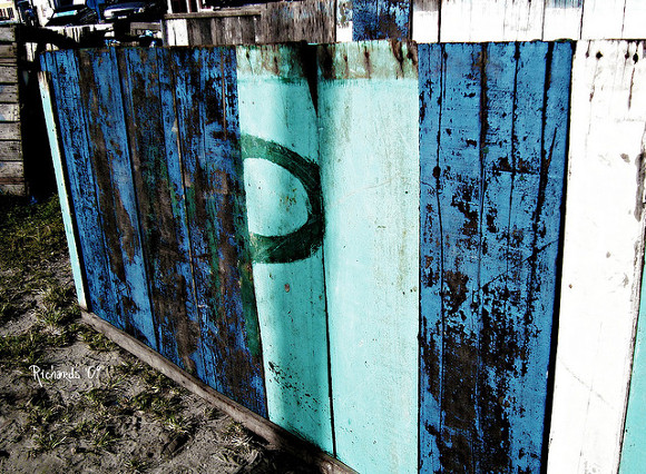 Recycled Painted Wood Fence