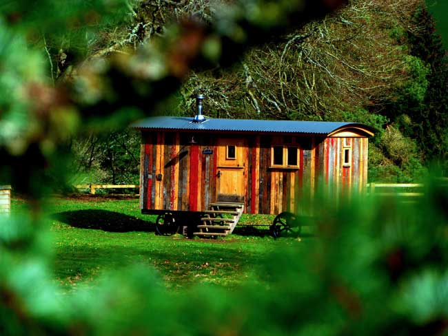 Colourful gypsy style caravan