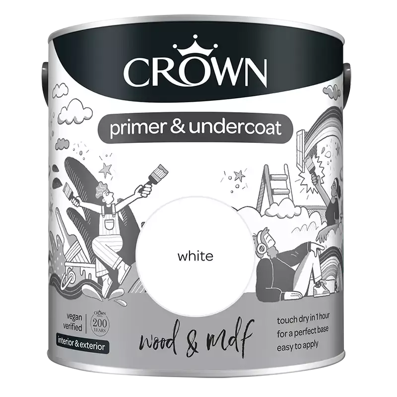 Crown Wood and MDF Primer and Undercoat Paint Touch dry 1 hour