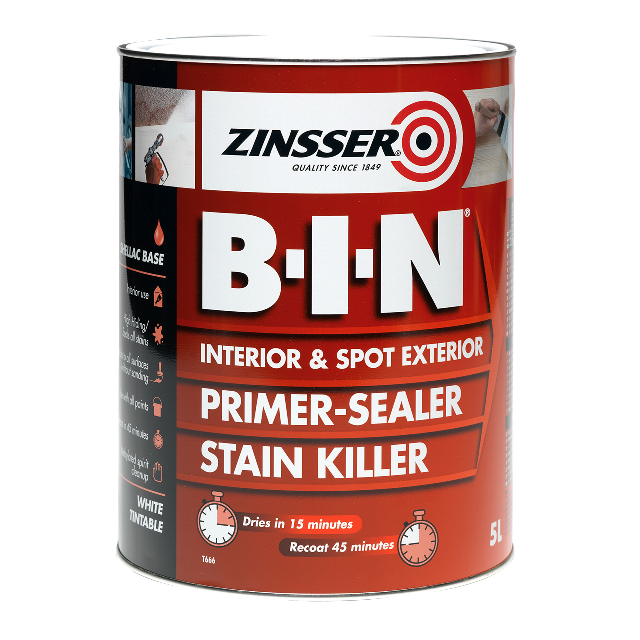 Zinsser B-I-N - 500ML, 1L, 2.5L & 5L - Powerful Stain & Odours Blocker -Free P&P