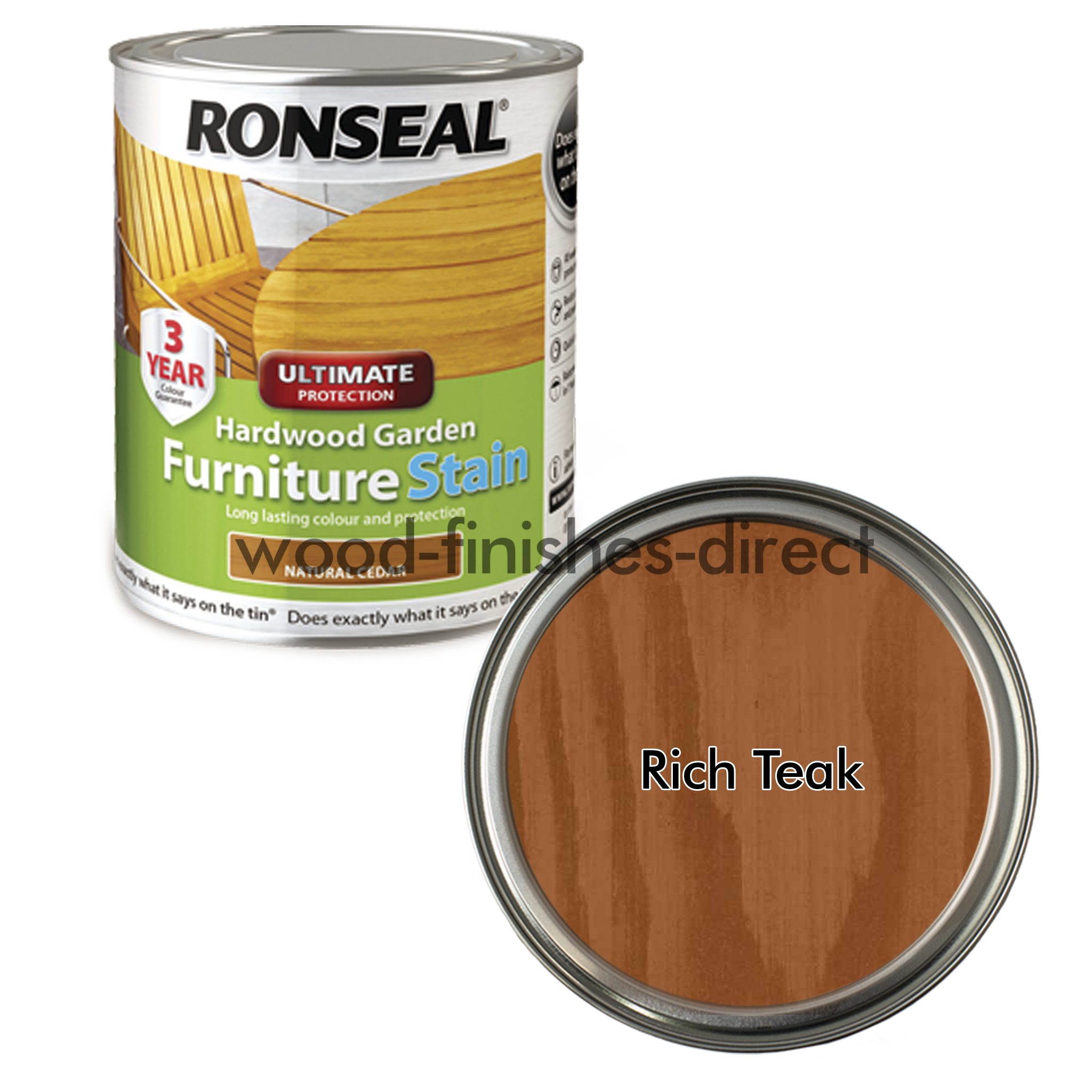 Ronseal Ultimate Protection Hardwood Garden Furniture Stain - 750ml